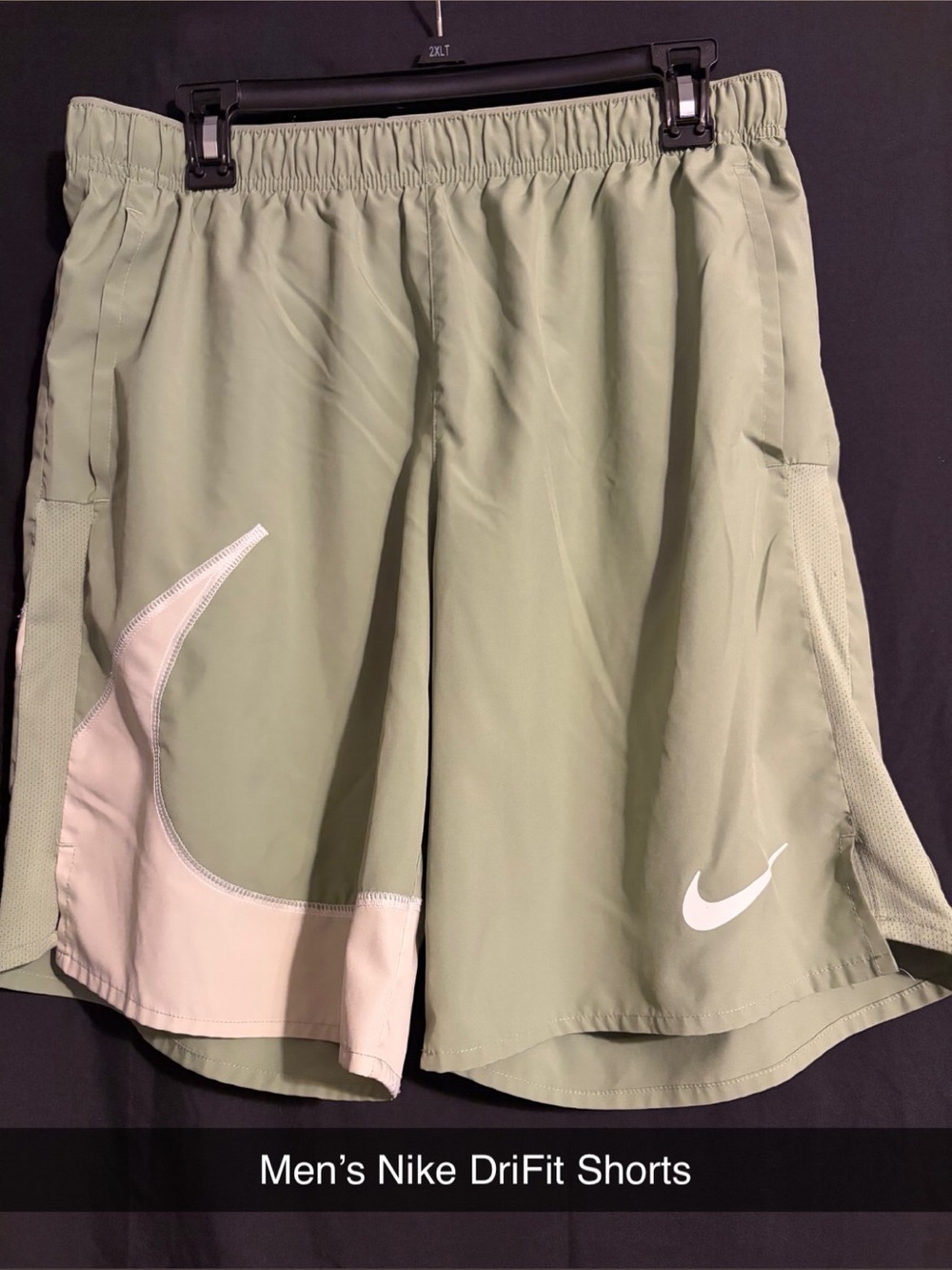 Nike Men’s Sage Green Athletic Shorts with White Swoosh